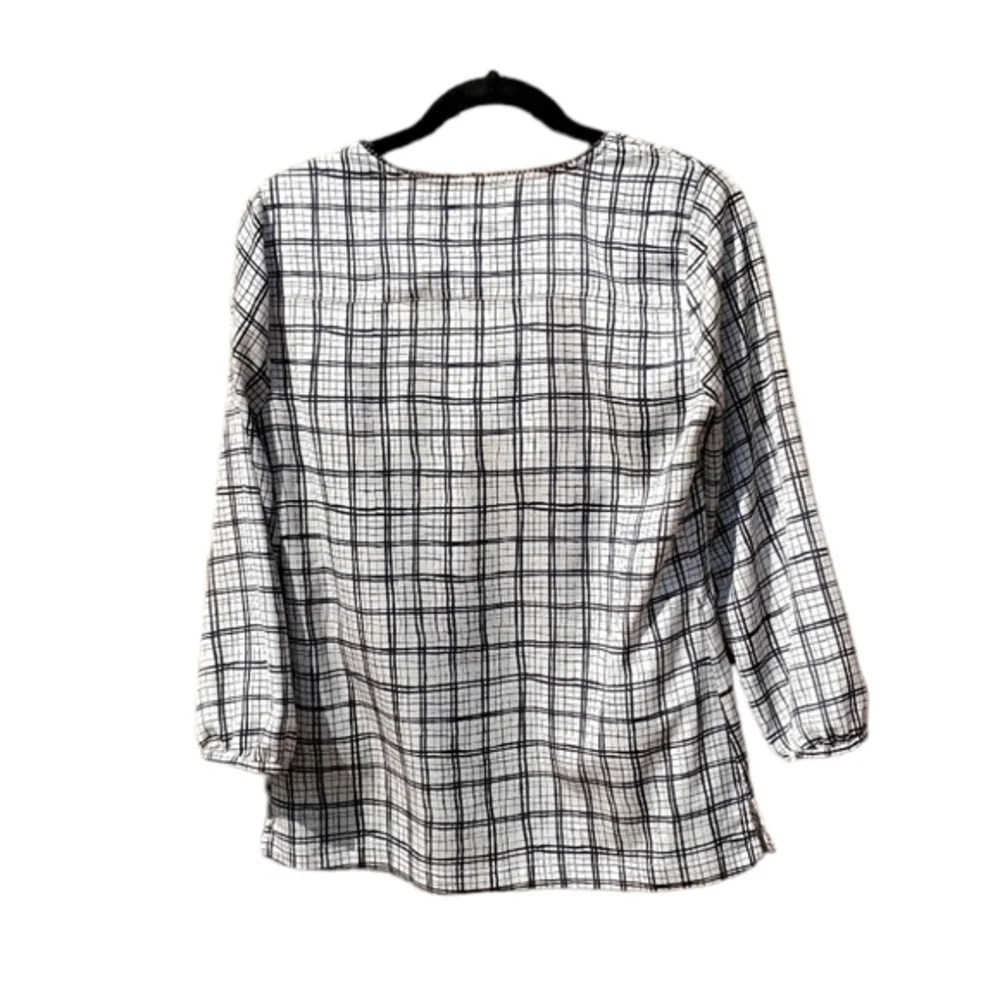 J. Crew Plaid Striped Silky Pullover Blouse Size XS‎